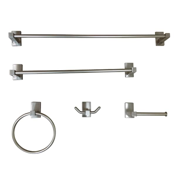 Kingston Brass 5-Piece Bathroom Accessory Set, Brushed Nickel BAHK8212478SN - main